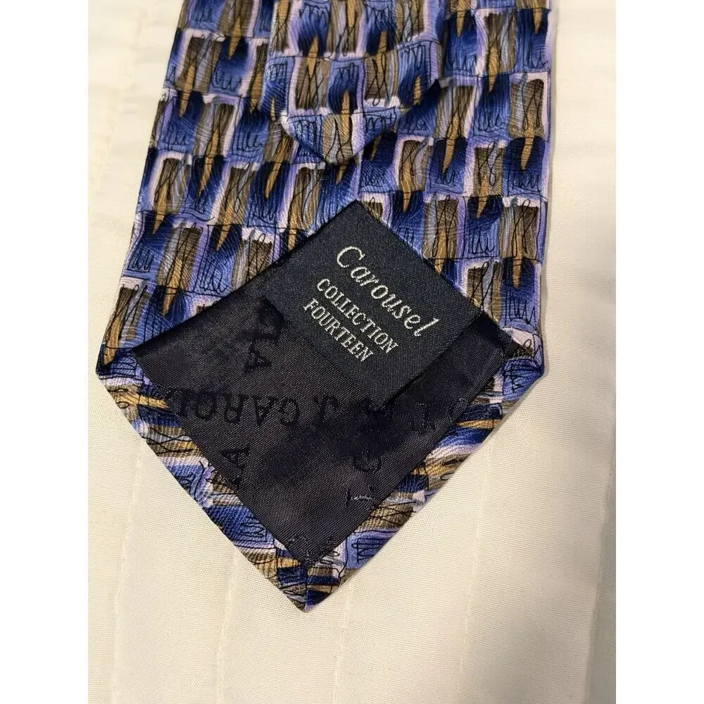 J Garcia Carousel Collection 14 Silk Tie 1996 Jerry Garcia Blue Abstract